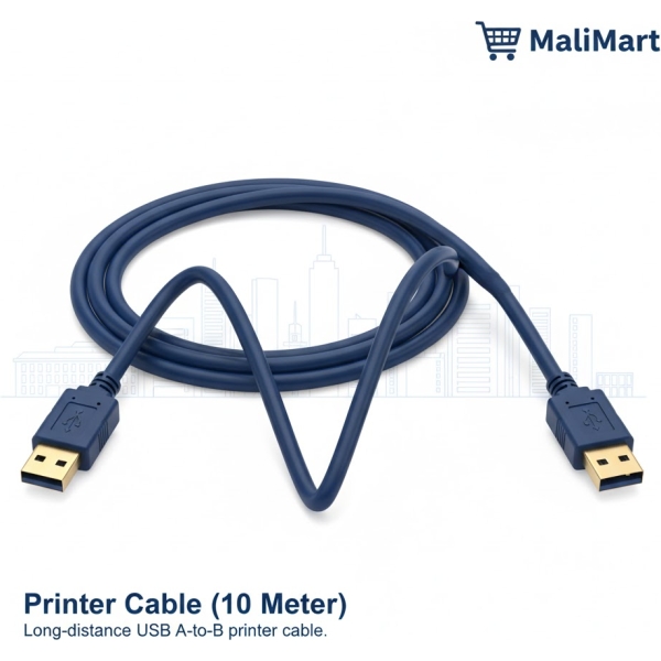 Printer Cable (10 Meter) Long-distance USB A-to-B printer cable.