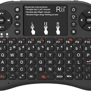 Rii 2.4GHz Mini Wireless Keyboard with Touchpad＆QWERTY Keyboard, Backlit Portable with Remote Control for Laptop/PC/Tablets/Windows/Mac/TV/Xbox/PS3/Raspberry Pi .